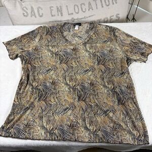 Vintage Y2K Brittany Black Women's Blouse 3X Made USA Abstract Swirl